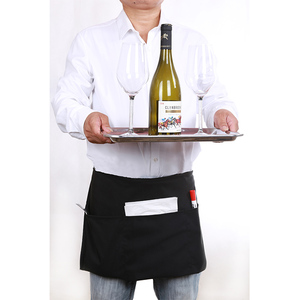 Grembiule da Barista in poliestere filato per uniformi da ristorante di fabbricazione professionale nero a 3 tasche - Product Image 2