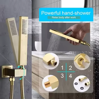 Ensemble de salle de bain de luxe à système dissimulé, mitigeur de douche à poignée unique, jets de pluie douce et de massage, en acier inoxydable