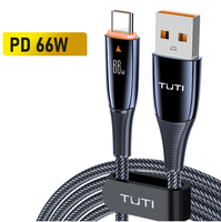Kabel Pengisian Cepat Tuti Berkualitas Tinggi 66w Tembaga Murni dengan Jalinan Nilon 1.2m Kabel USB USB ke Tipe C untuk Ponsel/laptop
