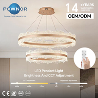 Lámpara Colgante LED Moderna e Inteligente, Doble Anillo, Regulable, CCT Ajustable, Control Remoto, Interruptor de Pared, Lámpara de Techo Circular de Alta Gama