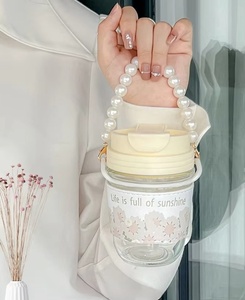 แก้วชานมไข่มุกพร้อมสายคล้องมือและหลอดดูดแบบกันรั่ว สำหรับเด็กผู้หญิง ทนความร้อน เหมาะสำหรับเป็นของขวัญ ขายส่ง - Product Image 4