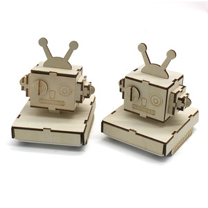 Modelo de coche robot de madera de 105 mm x 105 mm x 130 mm, juguete educativo manual para niños, kit de experimentos científicos. - Product Image 3