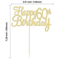 1 Stück Happy 60. Geburtstag Tortendekoration Gold Glitzer Happy Birthday Cake Topper Happy 60. Geburtstag Kuchendekoration für 60. Party