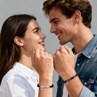 Bracelet magnétique ajustable en fer fait main en forme de cœur pour couple, bijoux assortis, cadeau unisexe