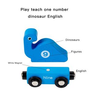 Toddlers Number <b>Train</b> Educational Montessori Dino Shape Blocks <b>Wooden</b> New Dinosaur Magnetic <b>Train</b> <b>Set</b> - Product Image 5