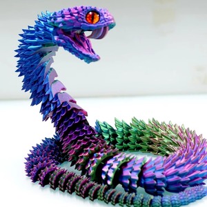 Figurine de serpent imprimée en 3D extra-large, 47,5 pouces (120 cm), en plastique, articulations mobiles et flexibles, jouet anti-stress, animal, dinosaure - Product Image 1