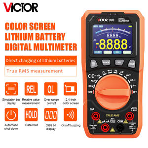 มัลติมิเตอร์ดิจิตอล VICTOR 970 True RMS, 5999 ค่าการวัด, หน้าจอสี 2.4 นิ้ว, แบตเตอรี่ลิเธียม, เครื่องทดสอบความจุไฟฟ้า CAT II 600V 60mF - Product Image 2