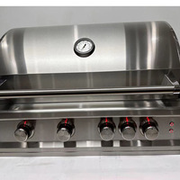 Barbecue à gaz encastrable pour jardins extérieurs, 4 brûleurs principaux, brûleur arrière, construction en acier inoxydable, sécurité anti-déchets d'oxygène