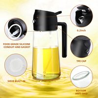 Bouteille pulvérisateur d'huile en verre 470 ml, distributeur et verseur d'huile d'olive 2-en-1, vaporisateur de cuisine 16 oz pour barbecue, salade, friteuse à air