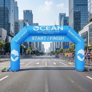 Arche publicitaire gonflable bleue sur mesure de 6 m <span class=keywords><strong>pour</strong></span> événements sportifs, ligne de <span class=keywords><strong>d</strong></span>épart, marathon, triathlon – Offre spéciale - Product Image 3