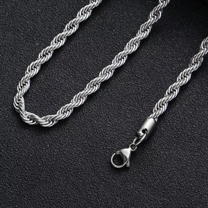 2mm/3mm/4mm/5mm 힙합 18K PVD 골드 도금 남성 체인 고급 보석 스테인레스 스틸 트위스트 로프 체인 목걸이 - Product Image 4