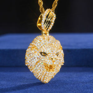 Colgante de Cabeza de León con Micro Pavé de Moissanita VVS, Plata de Ley 925, Moissanita Cultivada en Laboratorio, Joyería con Diamantes, Amuleto de Animal para Hombre - Product Image 2