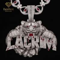 Colgante de Plata de Ley 925 con Moissanita Personalizado, Diseño de Leopardo/Pantera, Estilo Iced Out, Directo de Fábrica, para Fans del Hip Hop y Uso en Escenario