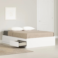 Meuble de chambre à coucher avec tiroir de rangement, grand lit simple en bois, design moderne