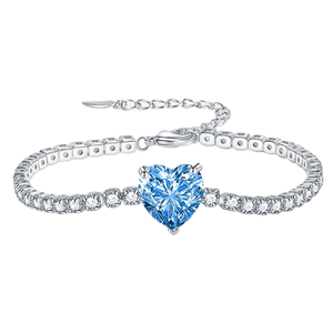 Nouveau Bracelet Tennis Cœur Rose Haut de Gamme en Alliage de Zinc Plaqué Argent avec Zircon et Cordon Réglable, Style Européen et Américain, pour le Marché International - Product Image 1