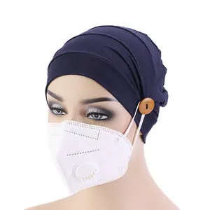Fashion Printing Ladies Turban Bonnet Soft Cotton Arab Wraps Top Knot Hijab Caps Women Head Scarf Ready To Wear Ladies Turbante