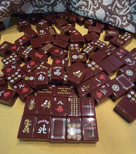 Eleshine – Nouvel ensemble de mahjong traditionnel chinois en bois de cerisier et acrylique rouge pour 4 joueurs, gravure laser personnalisée disponible, authentique - Product Image 6