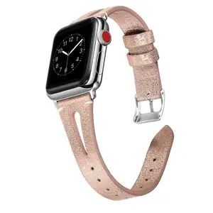 Gelang pengganti olahraga keren, gelang tali kulit bunga untuk jam tangan Apple i