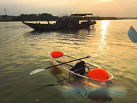 Kayak transparent WOLANG 8 pieds pour 1 personne avec siège en tissu noir, bateau transparent pour la navigation en solo