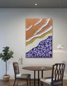 Handmade Painting Modern Style Decorations For Home Restaurant Hanging Paintings Thick Texture Abstract Seascape Painting