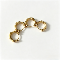 Fermoirs d'oreille Huggie en laiton motif bambou, plaqués or, polis, géométriques, pour la fabrication de bijoux