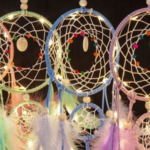 Indian <b>Wall</b> Decor Hanging Home Decorations <b>Light</b> up Feather Chandelier Ornaments Handmade LED Dream Catcher - Product Image 2