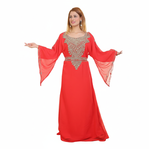 Kaftan islámico marroquí moderno para mujer Vestido de playa largo hasta el suelo con suministro ODM de manga larga transpirable - Product Image 1
