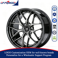Vente flash : Jantes en alliage forgé 2 pièces 20x9.5 20x10.5 Noir brillant usiné 5x120 avec garniture carbone pour Chevrolet Camaro SS