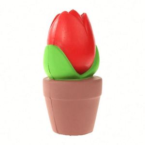 Pelota Antiestrés de Espuma de Poliuretano con Forma de Tulipán en Maceta, con Logotipo Impreso, Juguetes Antiestrés de Tulipán para Promoción Empresarial - Product Image 3