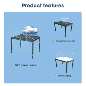 En popüler 3x4m açık arka bahçe veranda bahçe için su geçirmez Waterproof alüminyum motorlu biyoiklimatik
