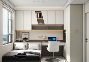 <span class=keywords><strong>Cama</strong></span> Doble Moderna Wind de Gran Capacidad con Librero y <span class=keywords><strong>Armario</strong></span> Integrados, Diseño de Panel de Madera, Ecológica y Duradera - Product Image 3