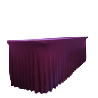 Vente directe usine – Jupe de table moderne personnalisable en tissu tissé, élastique, imprimée, 100 % polyester, pour mariages, anniversaires et banquets