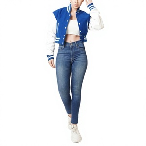 Good Quality Baseball Varsity <b>Jackets</b> <b>Leather</b> Sleeves Long Sleeve Windproof Quilted Cotton Stand Collar Front <b>Winter</b> Quick Dry - Product Image 1