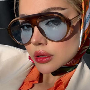 Nuevas gafas de sol de diseñador de marca de lujo de gran tamaño para mujer, gafas de sol con montura grande y logotipo personalizado, venta al por mayor, tonos de moda - Product Image 2