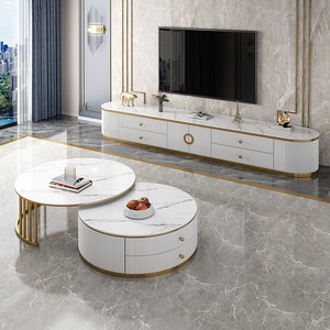 Living Room Furniture Round <strong>Oval</strong> Shaped <strong>Tv</strong> <strong>Stand</strong> Cabinet and Coffee Table Set Luxury White Modern <strong>Tv</strong> <strong>Stands</strong> - Product Image 3