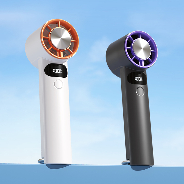 Factory Custom Wholesale Handheld Fan with Folding Hook LED Battery Display Fast Cooling Portable Mini Fan