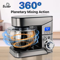 Batteur sur socle électrique SOHEF 1300W conforme aux normes ROHS FDA CE ETL avec bol en acier inoxydable pour boulangeries, pétrin alimentaire et pour pâte 5L pour la maison