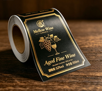 Etiquetas Autoadhesivas Personalizadas para Botellas de Vino en Rollo, Impresión de Logotipo Privado, Pegatinas para Empaque de Alcohol