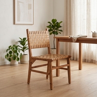 Moderner Teakholz Esszimmerstuhl mit Kunstleder & Naturfinish für Wohnmöbel, Park & Café/Restaurant-Nutzung