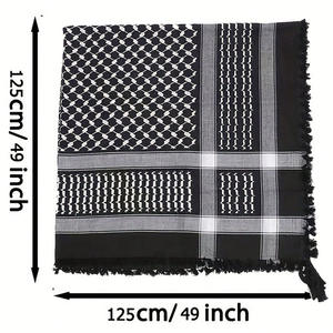 Best-seller Al-Arafat Jacquard singolo nodo foulard nero bianco baffi stile etnico sciarpa per musulmani scialle tradizionale - Product Image 2