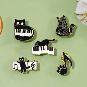 Pasadores esmaltados de ritmo de gato, teclas de <span class=keywords><strong>Piano</strong></span> personalizadas, broches de <span class=keywords><strong>notas</strong></span> musicales de gatito, insignias de solapa, joyería musical de animales, regalo para niños y amigos - Product Image 2