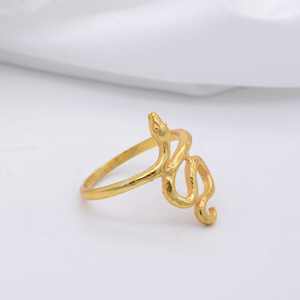 Anillos de serpiente ajustables abiertos de banda ancha trenzada de eslabones chapados en oro de 18 quilates, Nueva joyería geométrica de latón a la moda para mujeres para fiestas - Product Image 3