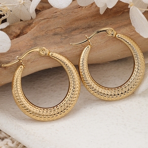 New Fashion 18k Gold Plated Geometric Earring No Fade Irregular Ear Clip Hoop Earrings <strong>Stainless</strong> <strong>Steel</strong> Wholesale Hip Hop <strong>Jewelry</strong> - Product Image 4