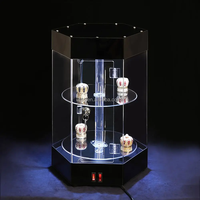 Gabinete de exhibición de acrílico giratorio de encimera en forma de polígono personalizado de fábrica de Vietnam con puerta con cerradura de luces LED