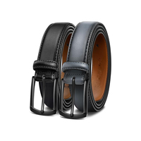 Ceinture pour homme en cuir véritable décontractée de 4.45 cm à boucle ardillon classique personnalisable Ensemble deux pièces