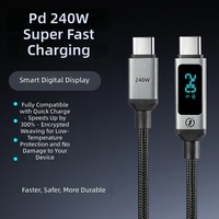 Câble USB-C vers USB-C 240W avec charge rapide PD et affichage numérique intelligent, câble de type C tressé en nylon pour ordinateur portable MacBook