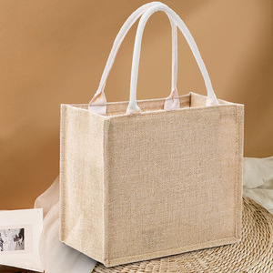Natural PE Coating Lamination Burlap Custom logo Color Eco Friendly Grocery <strong>Tote</strong> <strong>Bags</strong> Reusable <strong>Jute</strong> Shopping <strong>Bag</strong> - Product Image 3