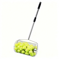 Edelstahl-Tennisballsammler mit Handschiebemechanismus, Teleskopisch, Automatische Schnelle Sammlung, Große Kapazität, Langlebig für Platztraining