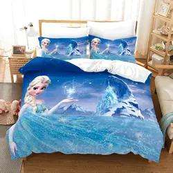 Set biancheria da letto per ragazza congelata personalizzata lenzuolo 3d lenzuolo per cartoni animati stampato Set copripiumino per bambini - Product Image 2