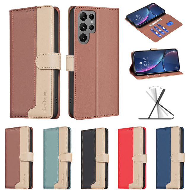 Luxury Business Flip PU Leather Mobile Phone Case for Samsung S25 Ultra S24 S23 S22 S21 A17 A56 A16 With Card Slots Wallet Cover